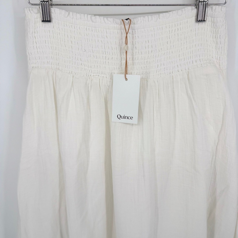 Quince Organic Cotton Gauze Smocked Maxi Skirt Women's Small White Boho Cottage - Picture 5 of 9